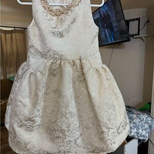 Rare Editions Ivory Brocade Kids Dress